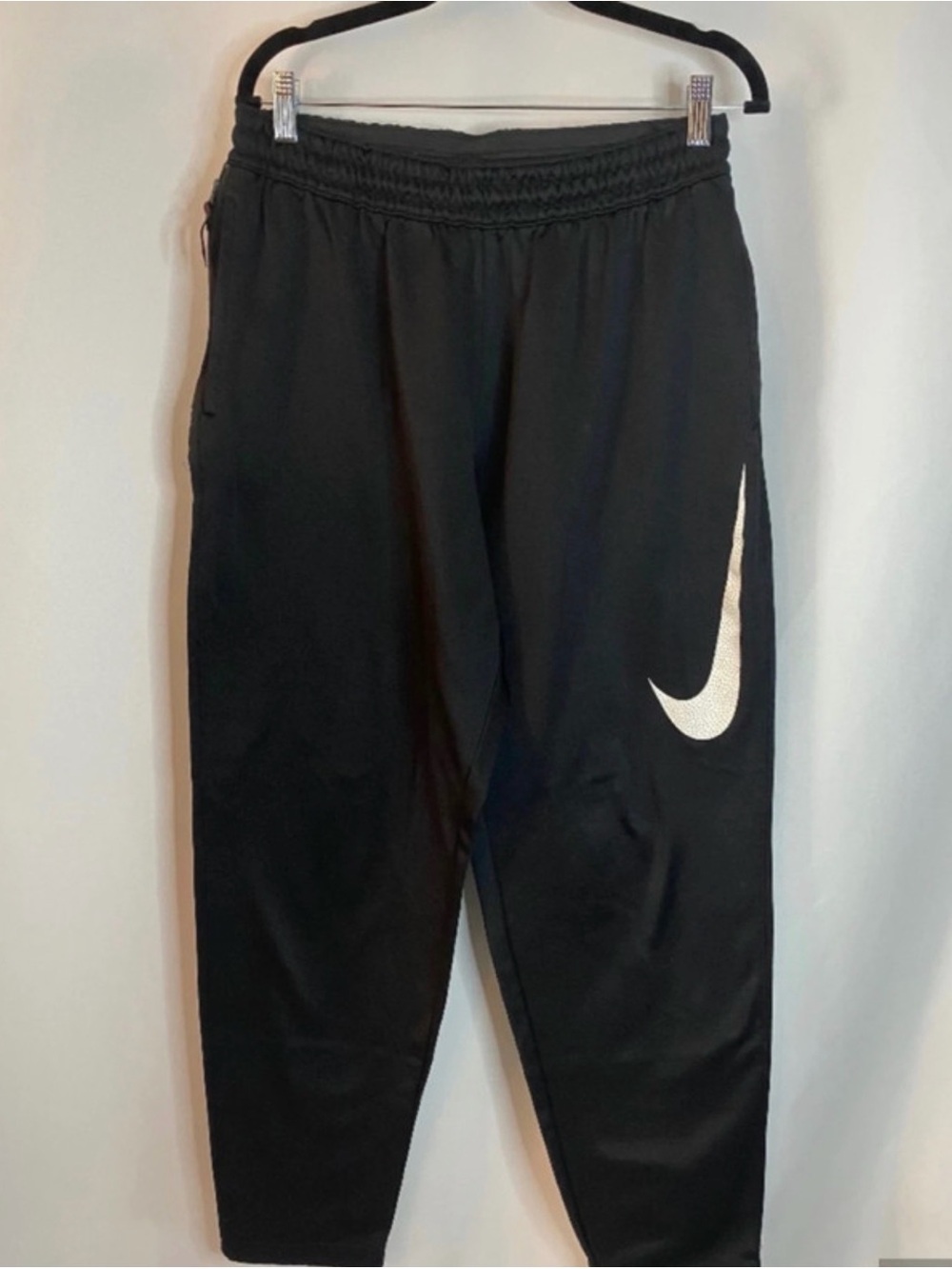 Nike Kids Black Athletic Jogger Pants with White Swoosh XL